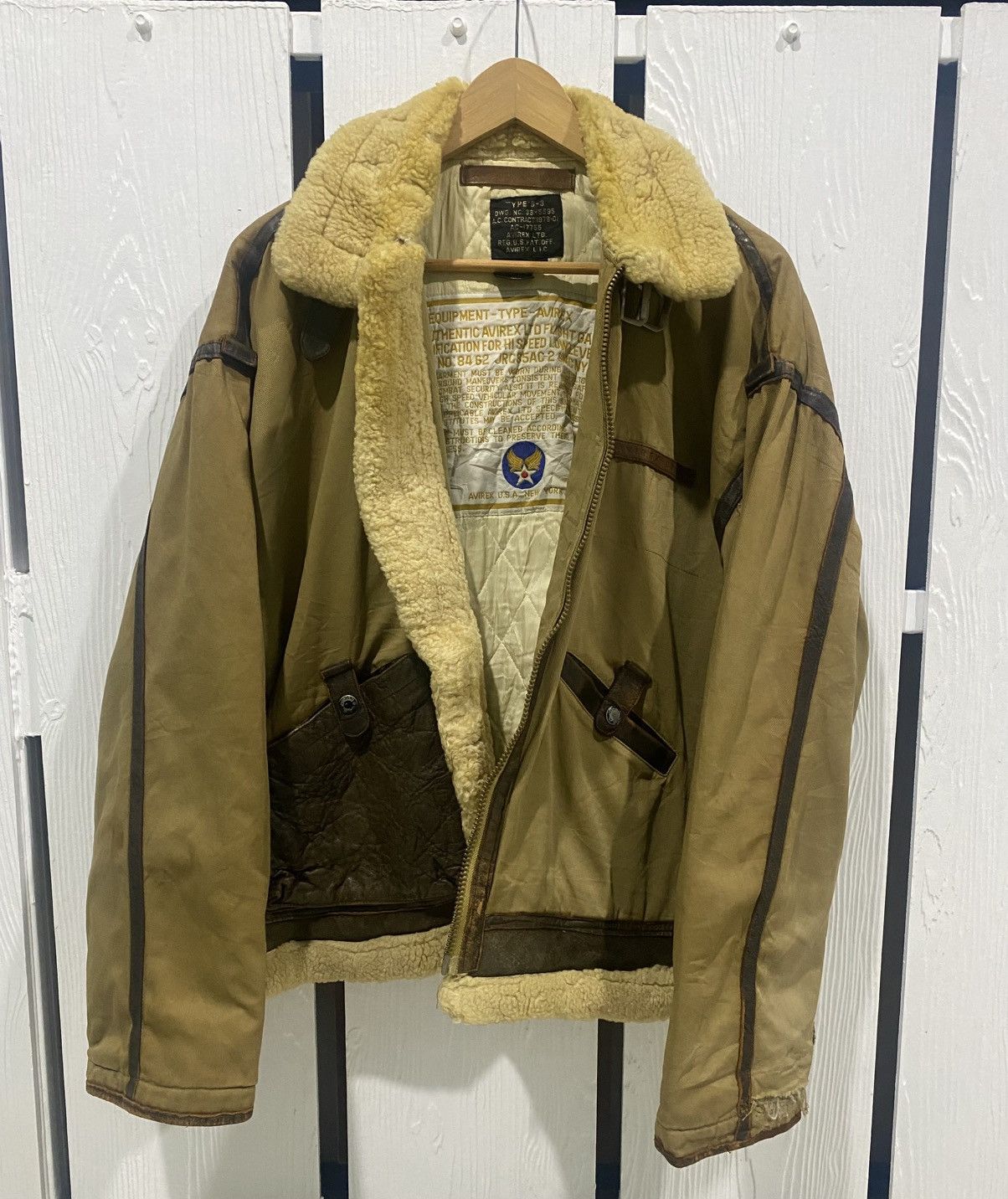 Vintage Avirex B3 Sherpa Canvas Sheepskin Flight Jacket