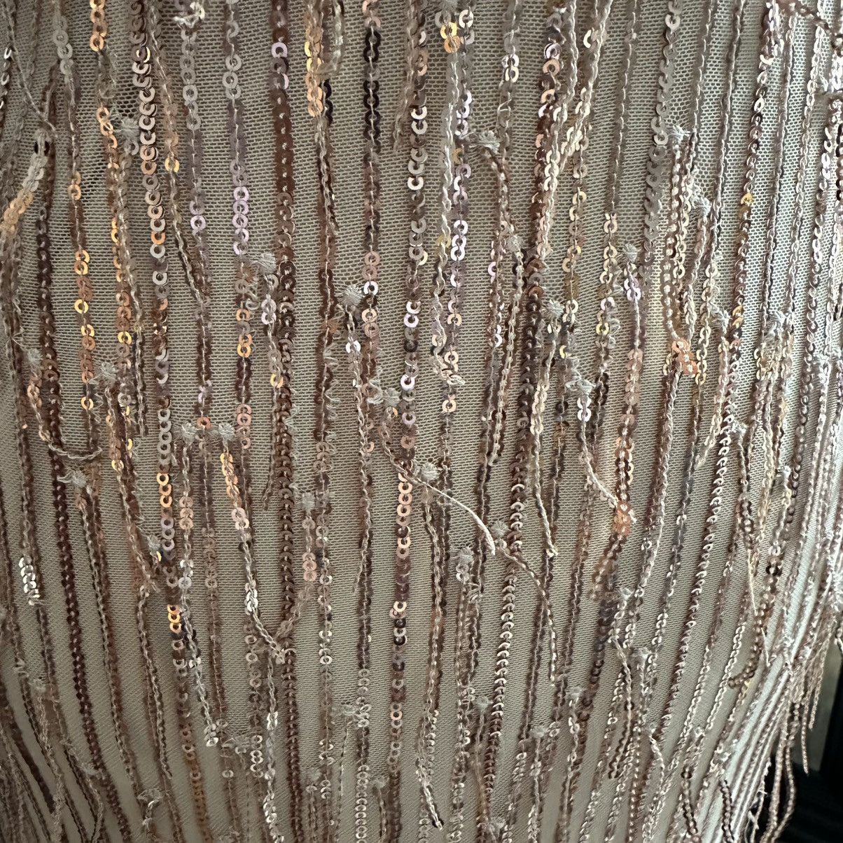 Lulus Rose Gold Sequin Fringe Lace-up Maxi Dress