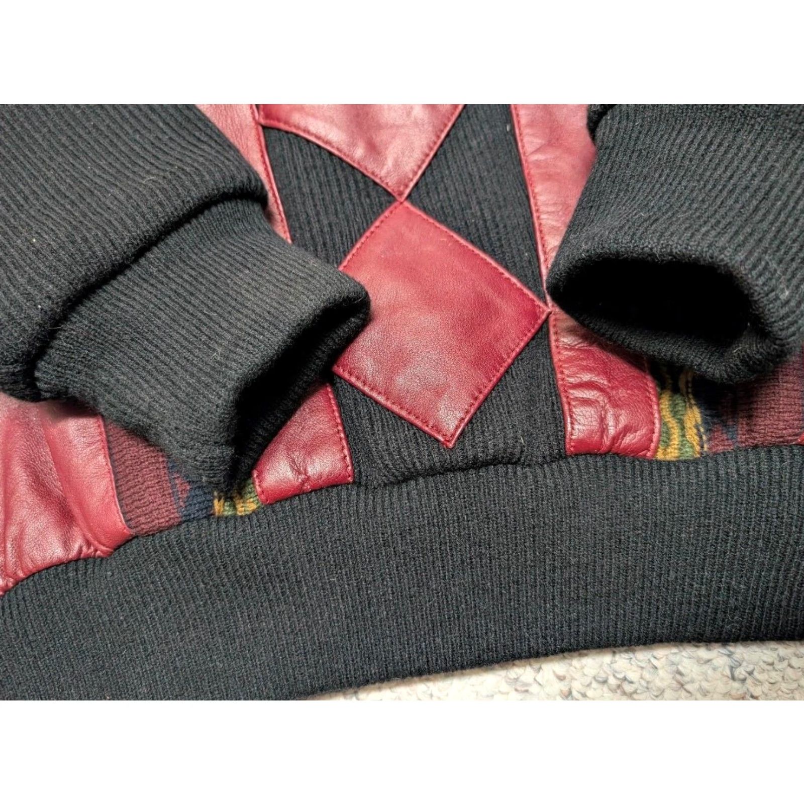 Coogi 1990s vintage HIP HOP leather sweater L saxony KNIT acrylic black ABSTRACT coogi Size US L / EU 52-54 / 3 - 4 Thumbnail