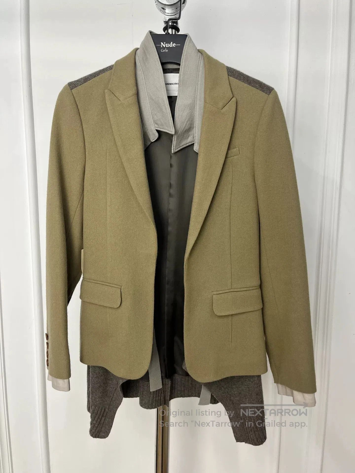 Undercover deconstructed wool suit jacket in beige. Size S / US 4 / IT 40 - 1 Thumbnail