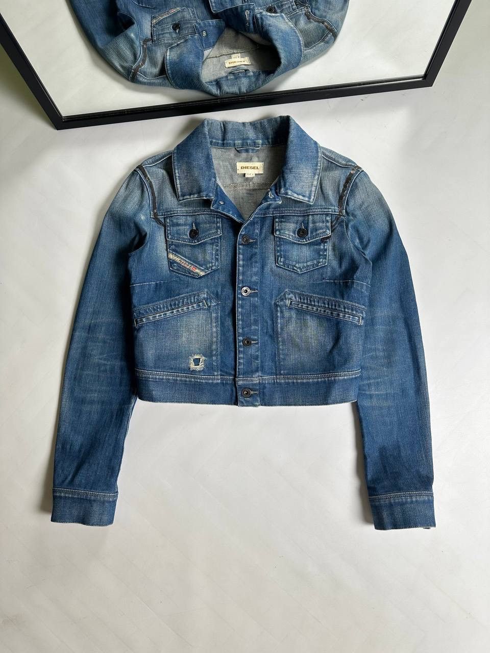 Diesel Vintage 00s Diesel Washed Cropped Denim Jacket Size M / US 6-8 / IT 42-44 - 1 Thumbnail
