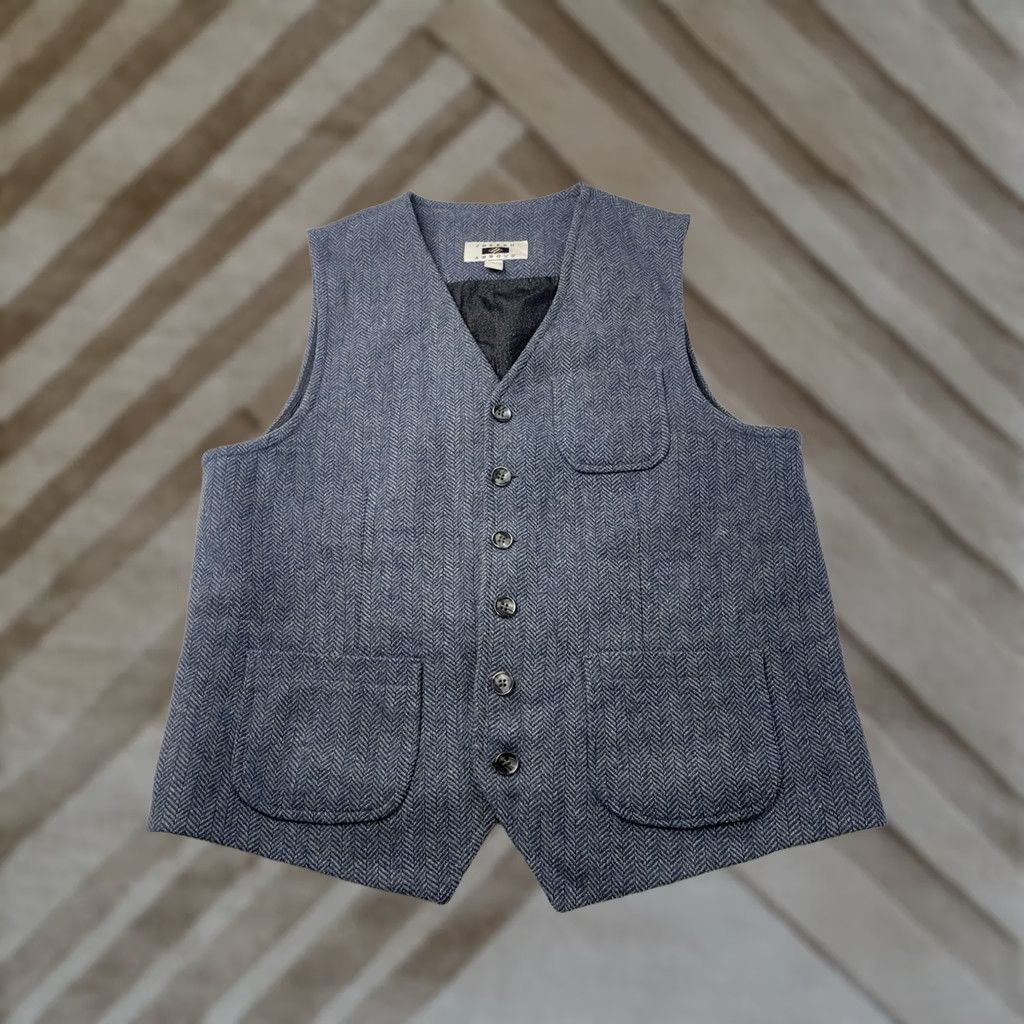 Joseph Abboud Joseph Abboud Vest Waistcoat Button Up Blue Herringbone L Mens Wool Polyester Acrylic Suit Vest 5 Button Size US L / EU 52-54 / 3 - 1 Thumbnail