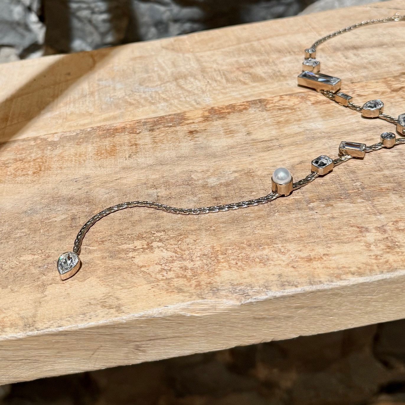 Chanel Chanel 22C Champ Gold Crystals Pearls CC Chain Drop Necklace Size ONE SIZE - 4 Thumbnail