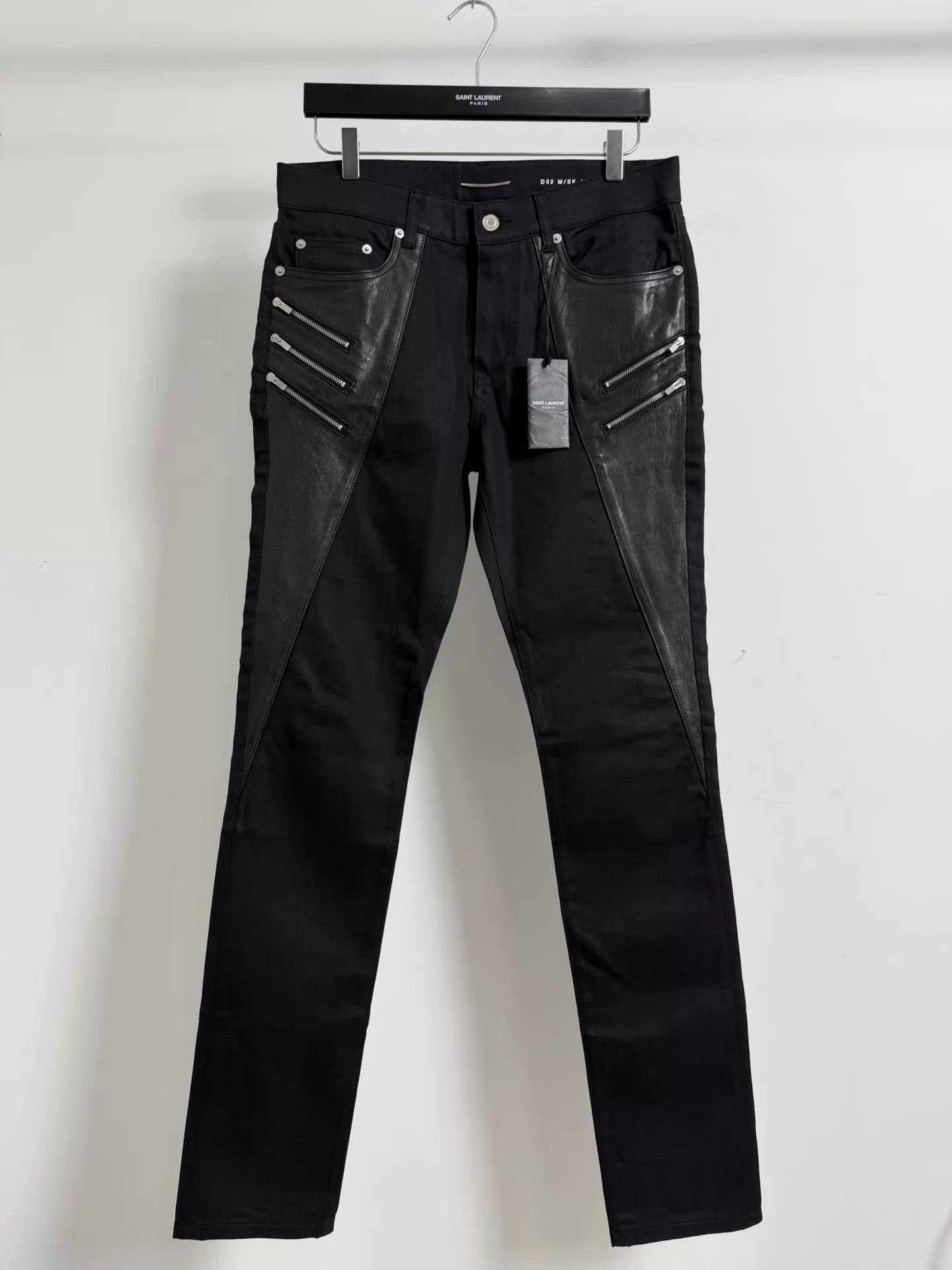 Saint Laurent Paris SLP 15FW 5-Zip Leather Trim Black Skinny Jeans 31 Size US 31 - 1 Thumbnail