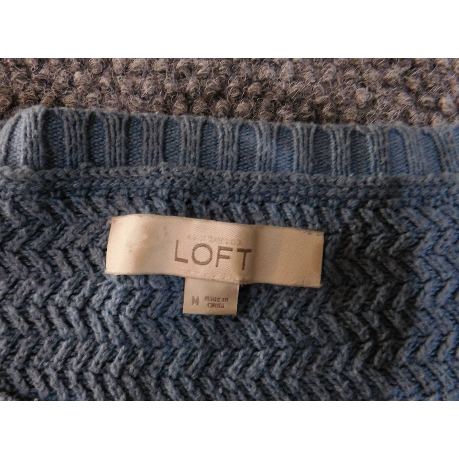 Loft LOFT Sweater Womens Medium Blue Knit Textured Pullover Casual Cotton Rib Knit Scoop Neck Long Sleeve Pullover Regular Fit Adult Womens Size M / US 6-8 / IT 42-44 - 4 Thumbnail