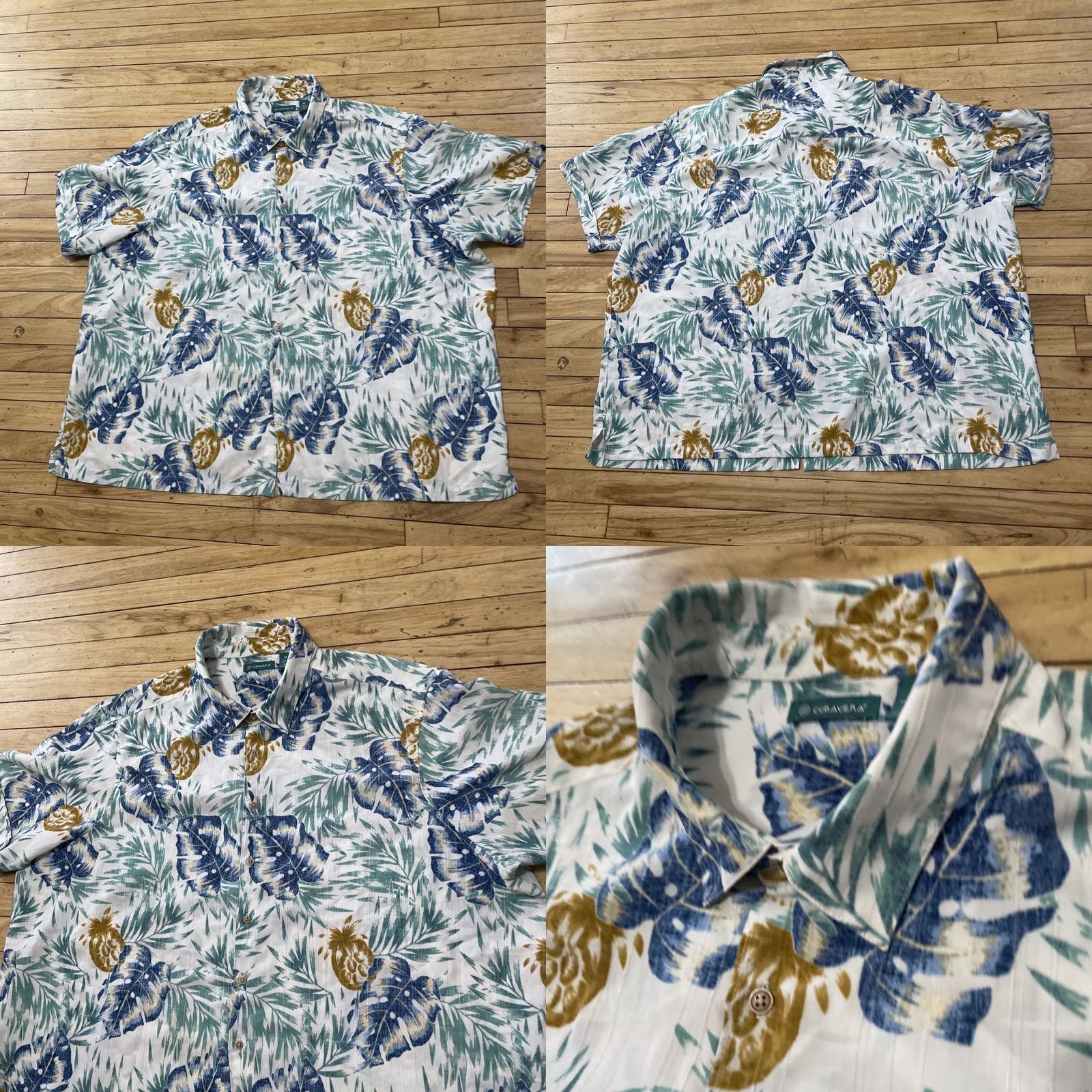 Cubavera VINTAGE Cubavera Shirt Men 4X Floral Hawaiian Aloha Button-Up Preppy Blue Cream XXXXL Shirt Mens Regular Short Sleeve Button-Up Casual Size US XXL / EU 58 / 5 - 9 Thumbnail