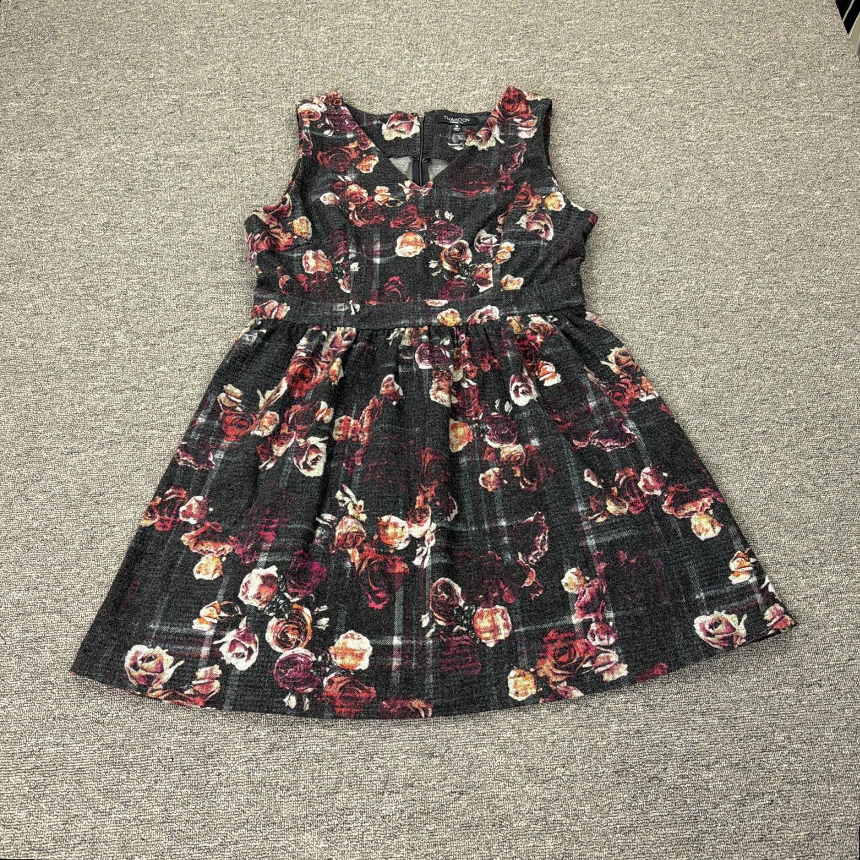 THAKOON Thakoon for DesigNation Dress Womens 16 Floral Plaid Sleeveless Fit & Flare Multicolor V-Neck Party/Cocktail Womens 16 Size XXL / US 16-18 / IT 52-54 - 2 Thumbnail