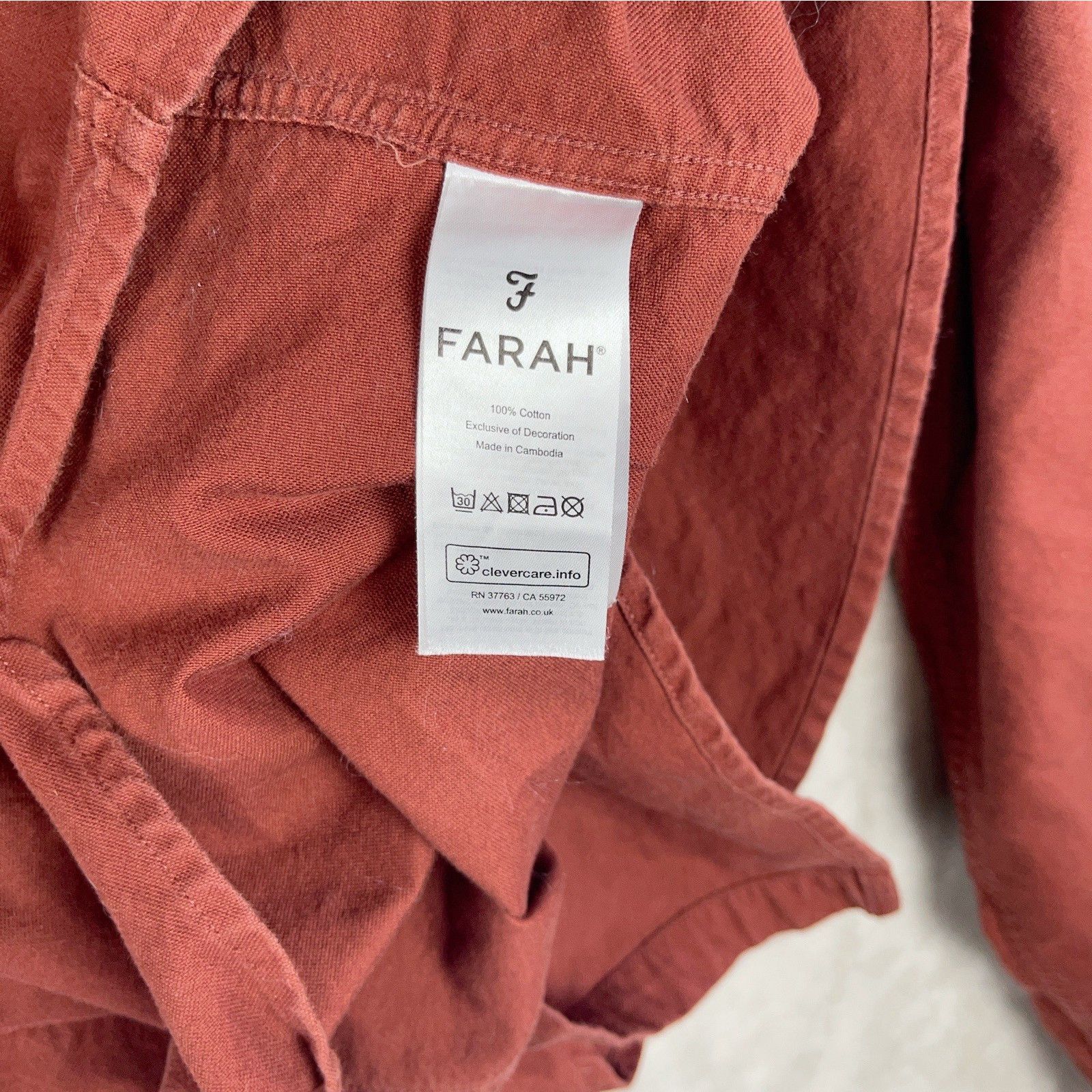 Farah Farah Brewer Slim Fit Oxford Cotton Shirt Terracota XL Size US XL / EU 56 / 4 - 5 Thumbnail