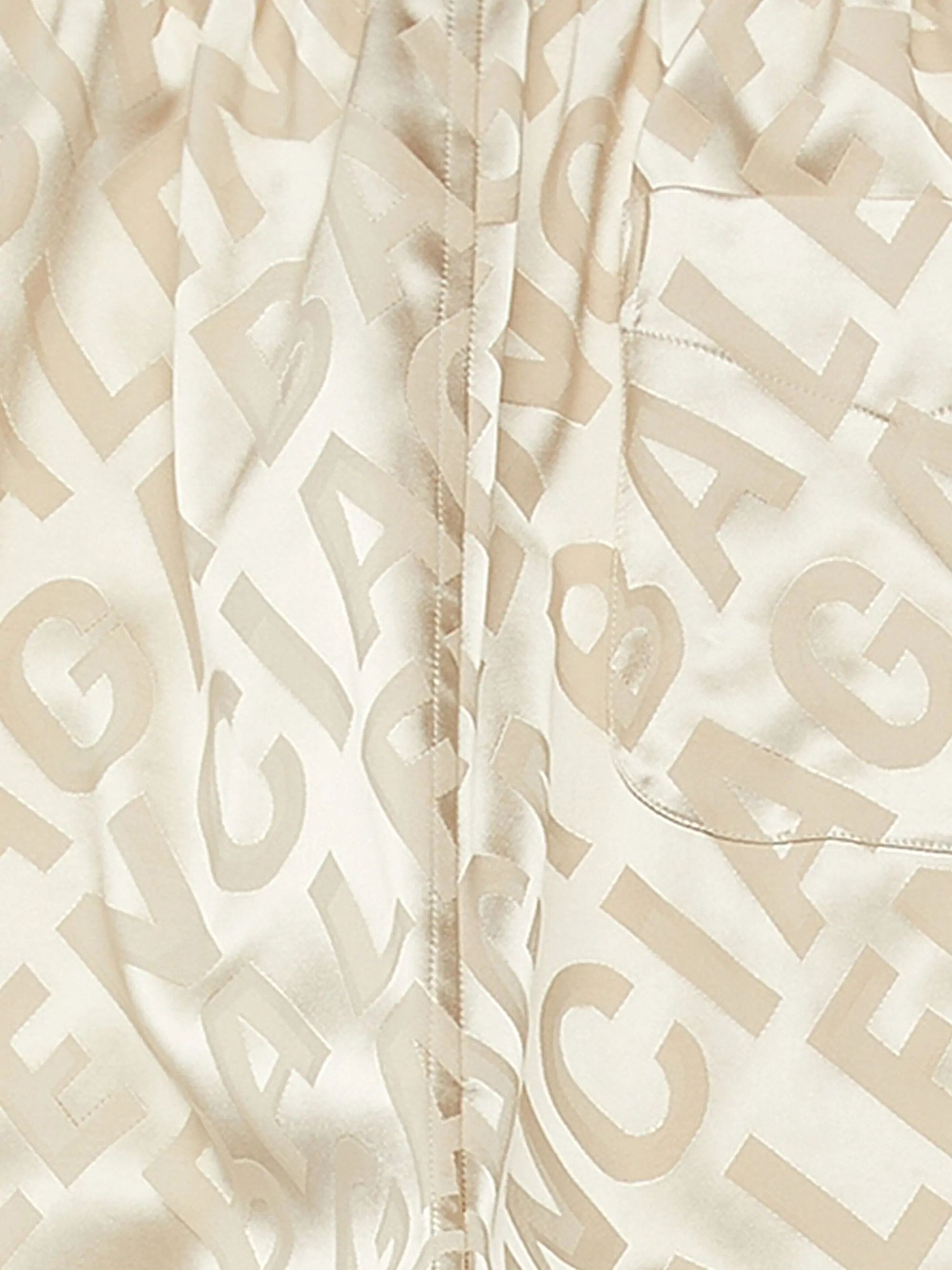 Balenciaga o1s1wg110625 Large Allover Logo Pyjama Pant in Beige Size 27" / US 4 / IT 40 - 3 Thumbnail