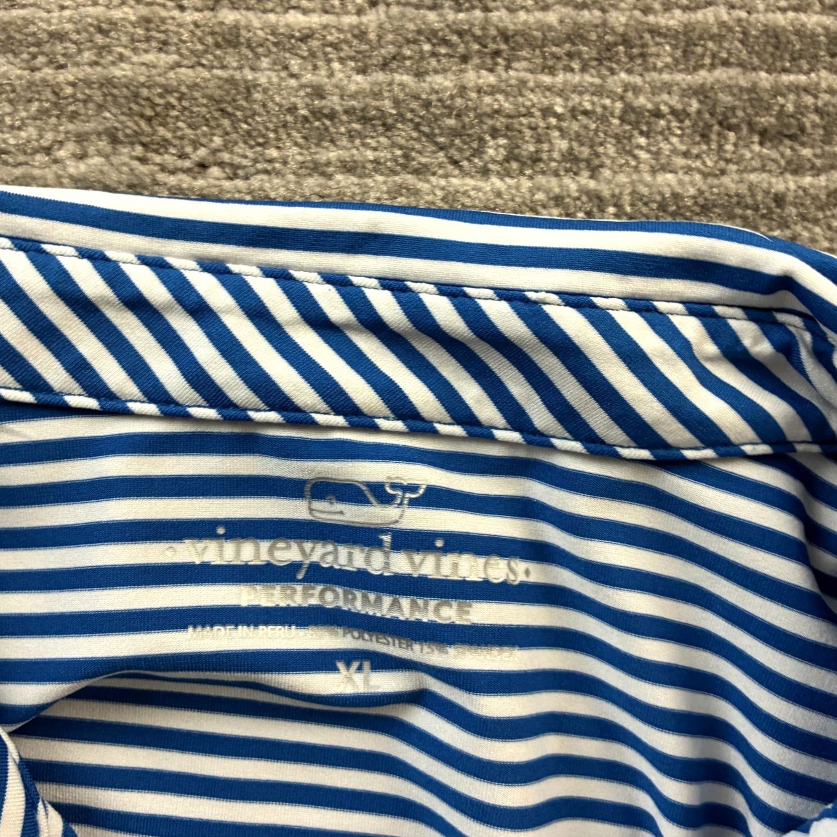 Vineyard Vines Vineyard Vines Polo Shirt Mens XL Blue Striped Golf Performance Polo Shirt Size US XL / EU 56 / 4 - 6 Thumbnail