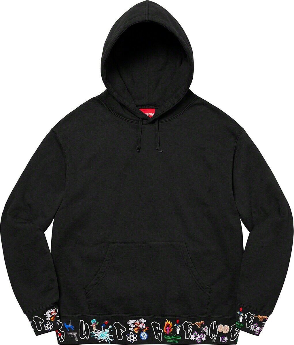 image of Supreme Aoi Icons Hooded Sweatshirt Black Xlarge Size, Men's