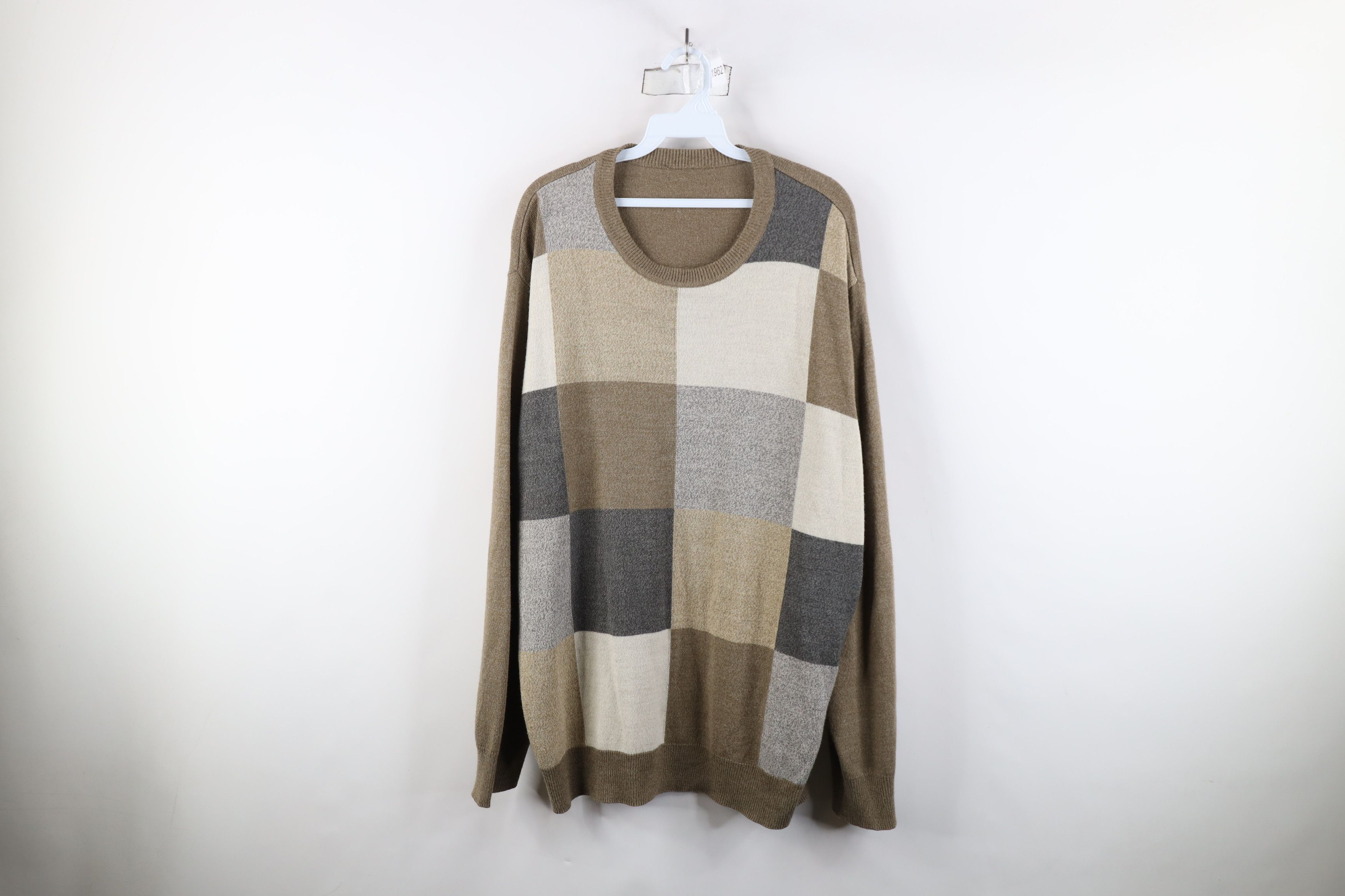 Vintage Vintage 90s Streetwear Patchwork Knit Crewneck Sweater Size US XXL / EU 58 / 5 - 1 Thumbnail