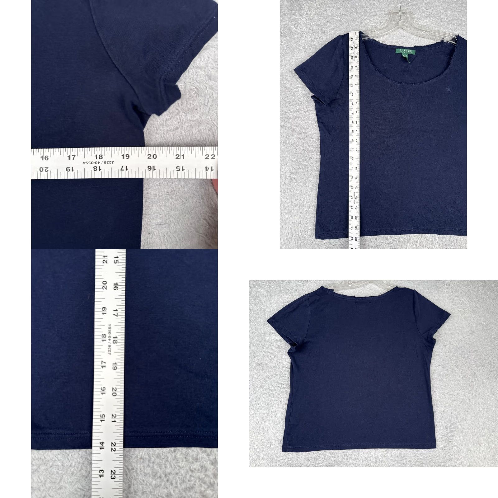 Ralph Lauren VINTAGE Lauren Ralph Lauren Shirt Women XL Blue Cotton Logo Crew Neck Short Sleeve Sports Womens Size XL / US 12-14 / IT 48-50 - 8 Thumbnail