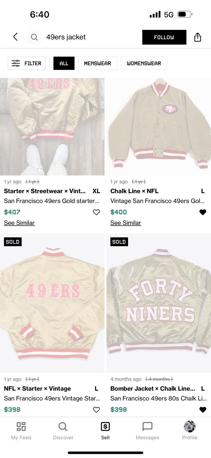 NFL Vintage NFL 49ERS Bomber Jacket Size US L / EU 52-54 / 3 - 18 Thumbnail