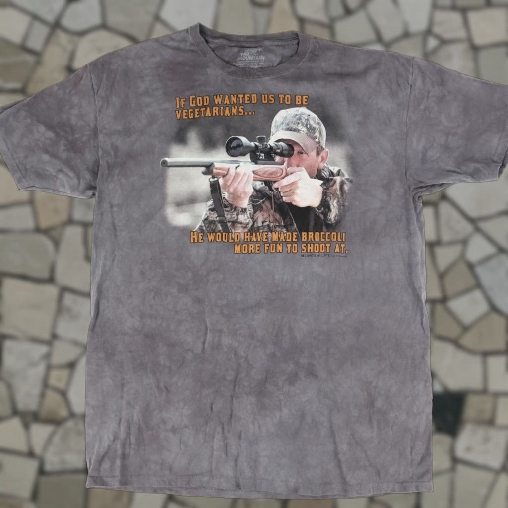 The Mountain The Mountain Shirt Brown 3XL The Mountain Hunting Vegetarians Tie-Dye Crew Neck Short Sleeve Relaxed Fit Men's T-Shirt Brown Tie-Dye Vintage? No. Size US XXL / EU 58 / 5 - 1 Thumbnail
