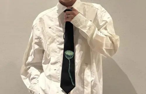 Vintage Green Lotus Tie – Retro Knot-Free Statement Piece Size ONE SIZE - 3 Thumbnail