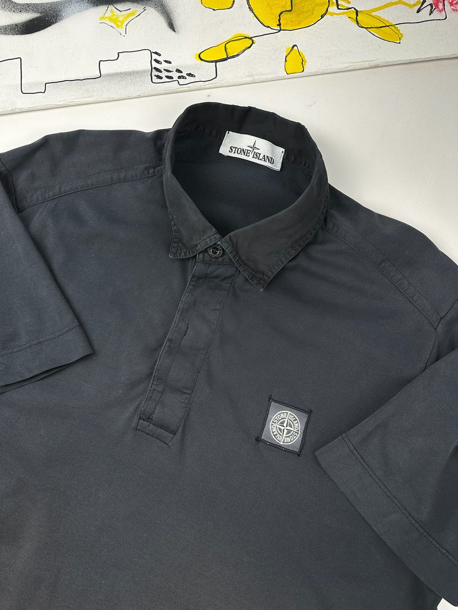 Massimo Osti Stone Island Polo T-shirt Patch Program Box Logo Tee faded Size US XL / EU 56 / 4 - 14 Thumbnail