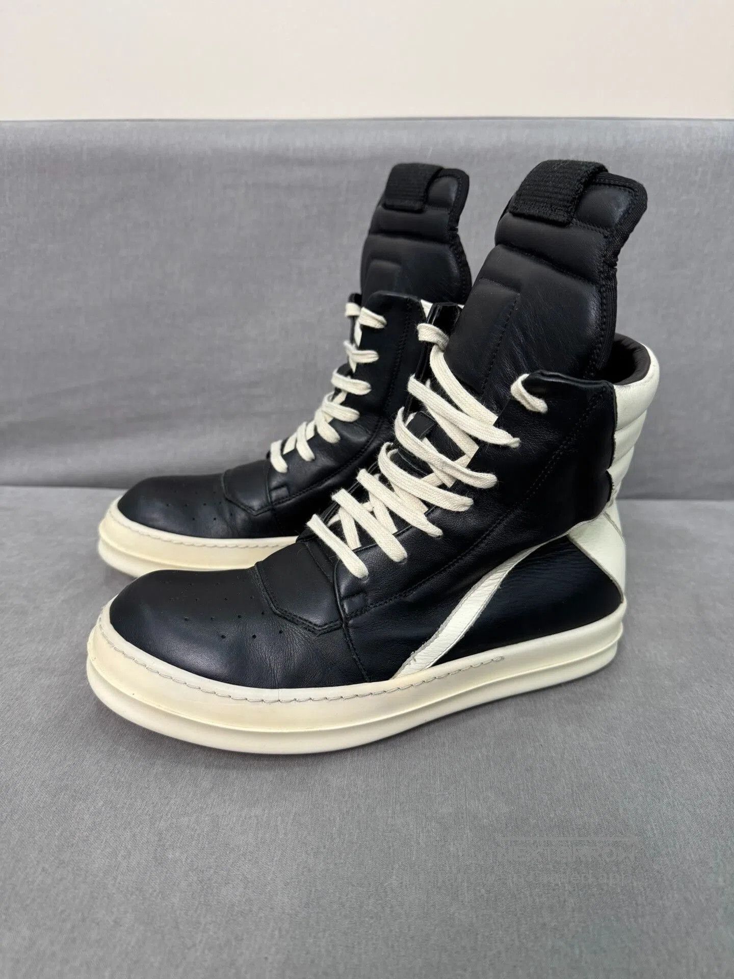 Rick Owens rick owens black and white high-top sneakers. Size US 7 / EU 40 - 1 Thumbnail