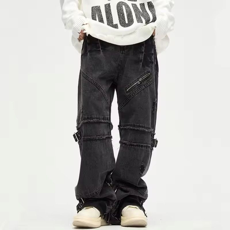 Jean × Vintage Y2K Dirty Grunge Hip Hop Distressed Jeans Size US 34 / EU 50 - 1 Thumbnail