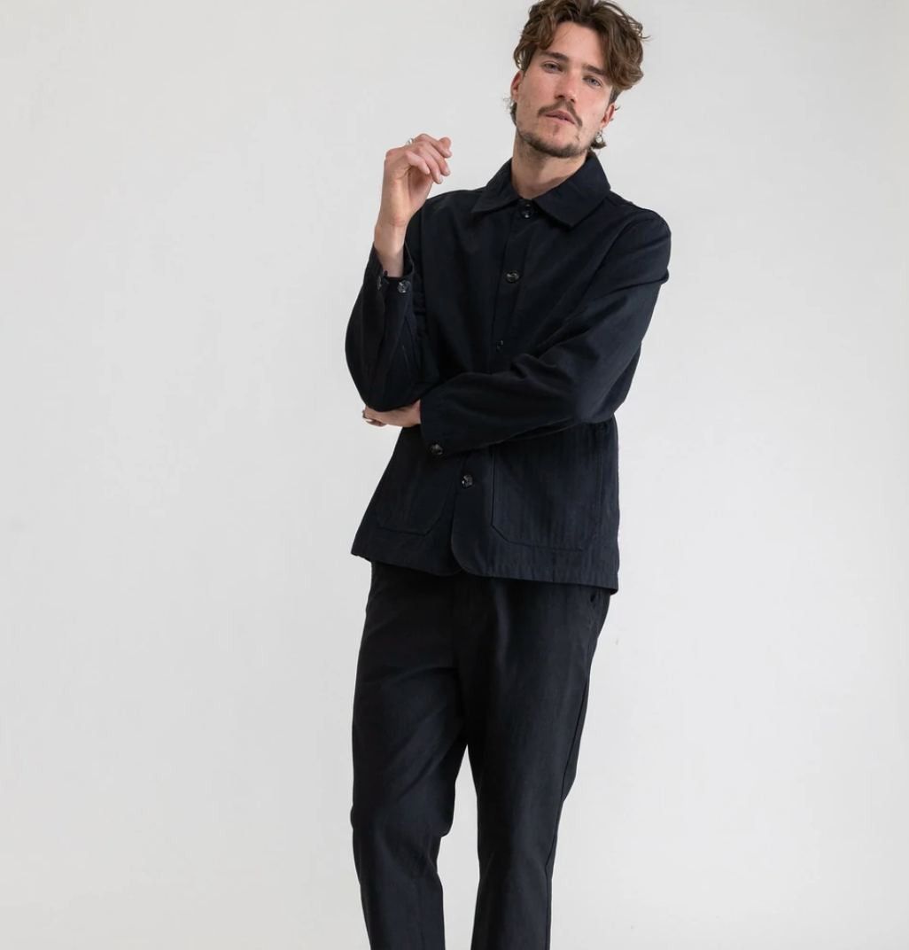 Le Laboureur × Vetra 80s Rare Black Worker Vintage French Chore Jacket Size US M / EU 48-50 / 2 - 6 Thumbnail