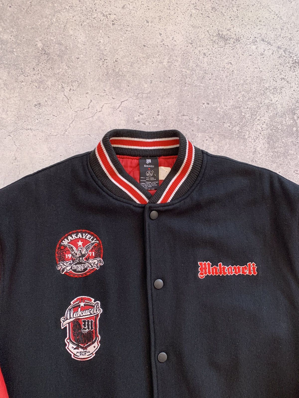 Makaveli VTG 90’s Makavelli 2Pac Wool/Leather Bomber Jacket XL size Size US XL / EU 56 / 4 - 4 Thumbnail