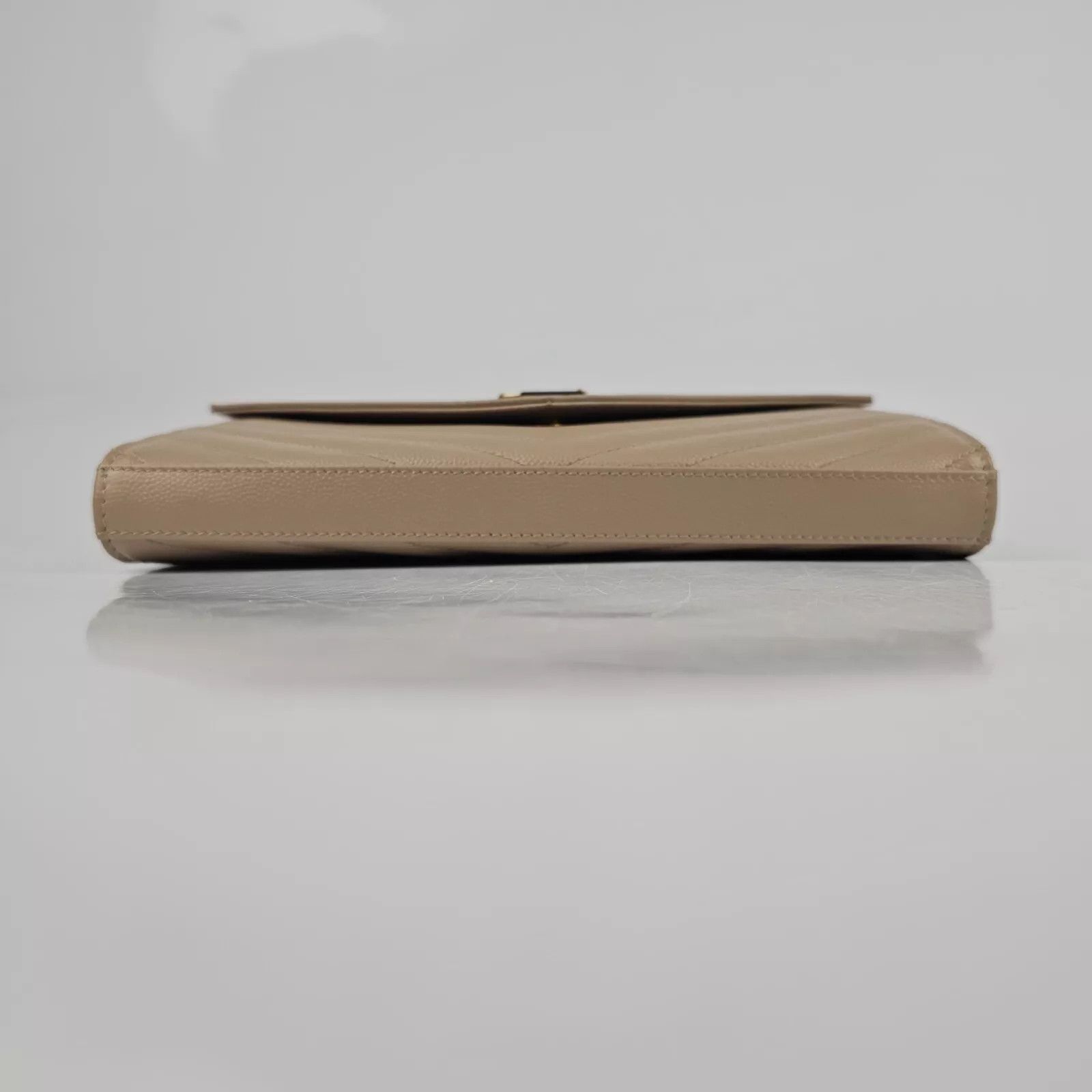 Saint Laurent Paris YSL Cassandre Dark Beige Grained Leather Chain Wallet Size ONE SIZE - 7 Thumbnail
