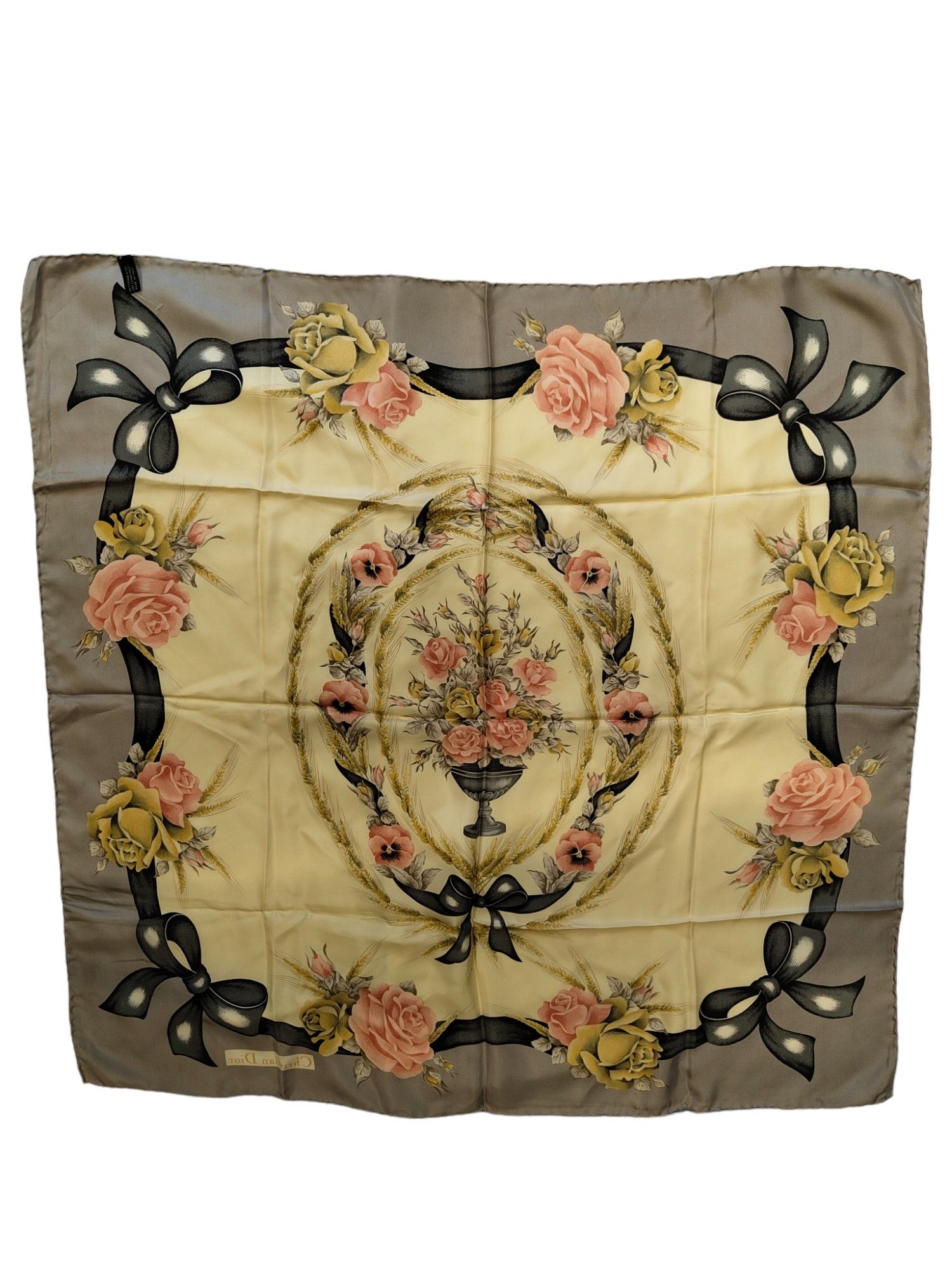Dior Silk Square Scarf With Floral Print Size ONE SIZE - 3 Thumbnail