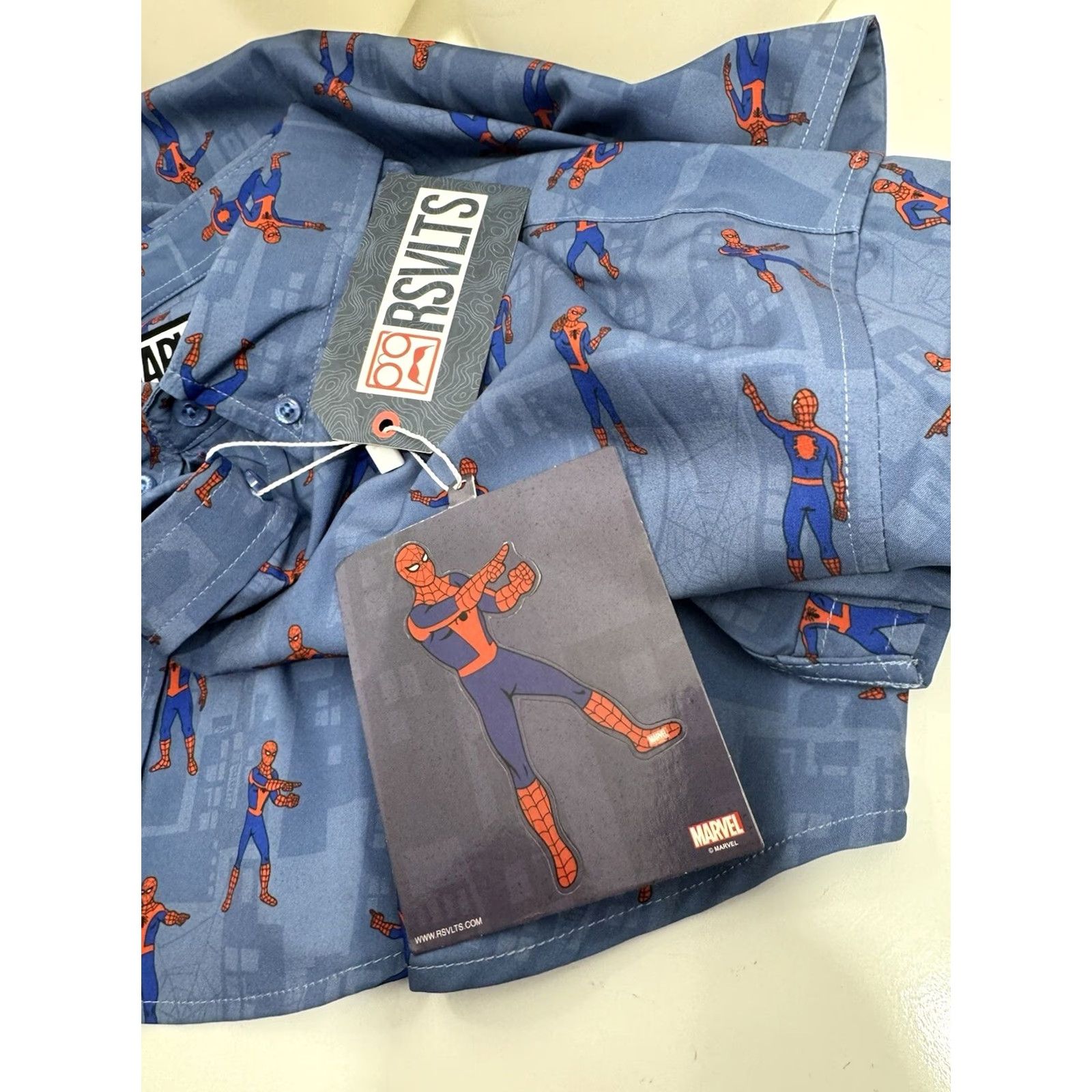 Vintage RSVLTS - NEW w TAG - THE MEME Spiderman Mens XL Shirt Shirt Mens XL Blue Spider-Man Size US XL / EU 56 / 4 - 5 Thumbnail