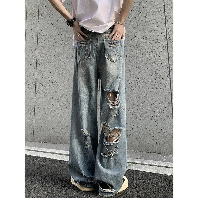 Japanese Brand Retro hip-hop wide leg ripped jeans Size US 32 / EU 48 - 5 Thumbnail