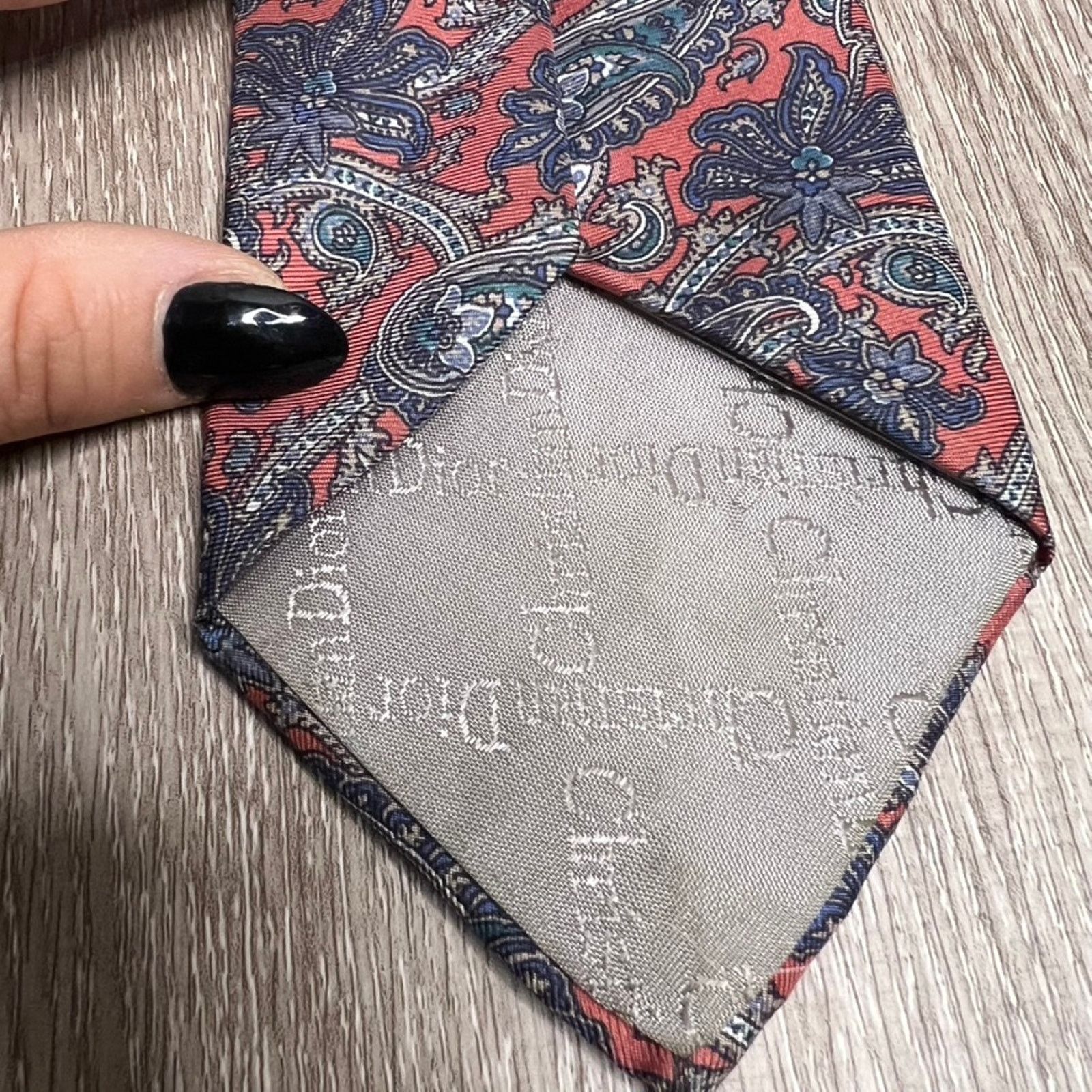 Dior Christian Dior Monsieur Vintage Silk Tie Red Blue Paisley Size ONE SIZE - 4 Thumbnail