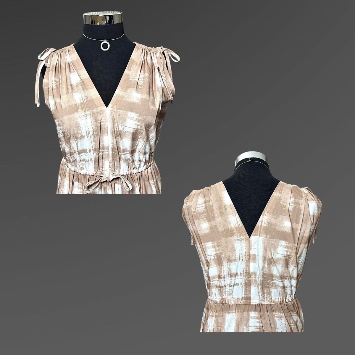 Calvin Klein Calvin Klein Women’s Tan Printed V-Neck Maxi Dress Sz M Size M / US 6-8 / IT 42-44 - 8 Thumbnail