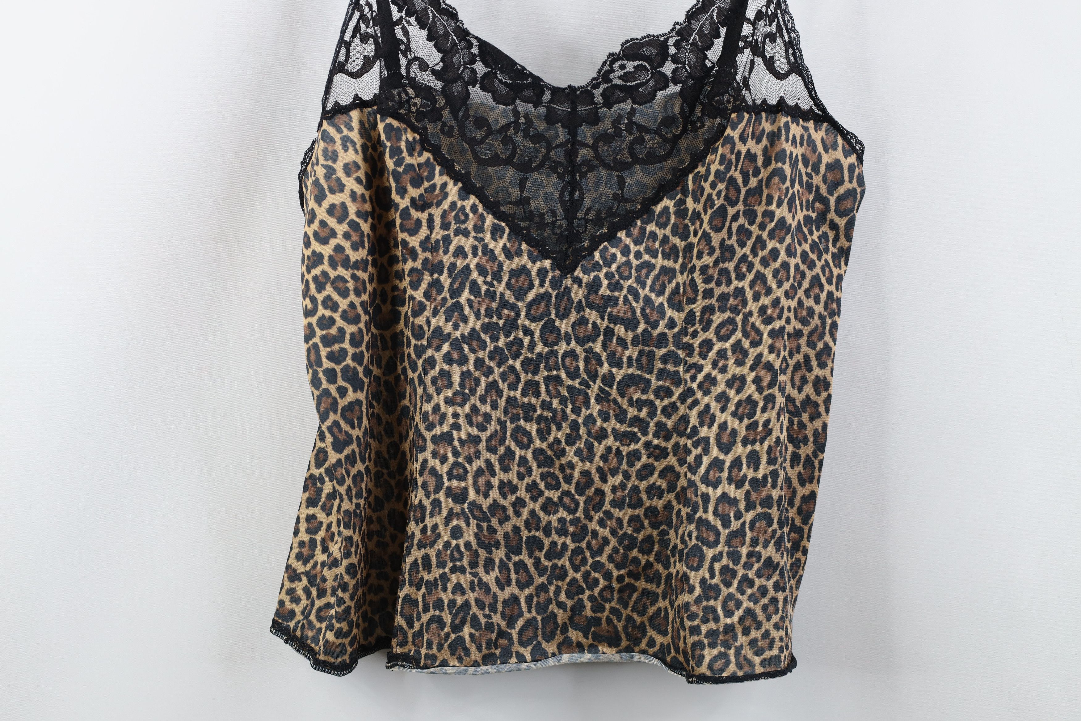 Vintage Vintage 90s Y2K Babydoll Fairy Lace Leopard Tank Top Shirt Size L / US 10 / IT 46 - 3 Thumbnail