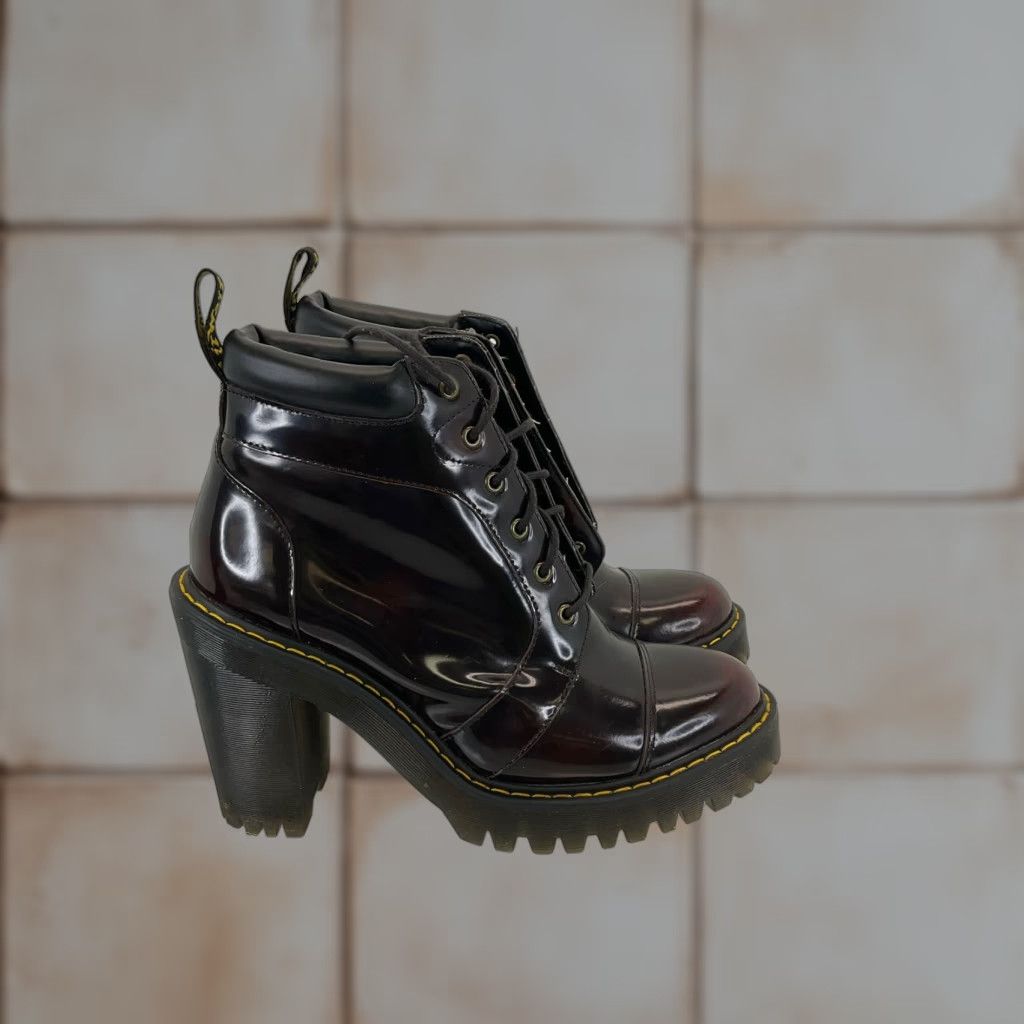 Martens Combat Ankle Boots Cherry Red Leather Size Women