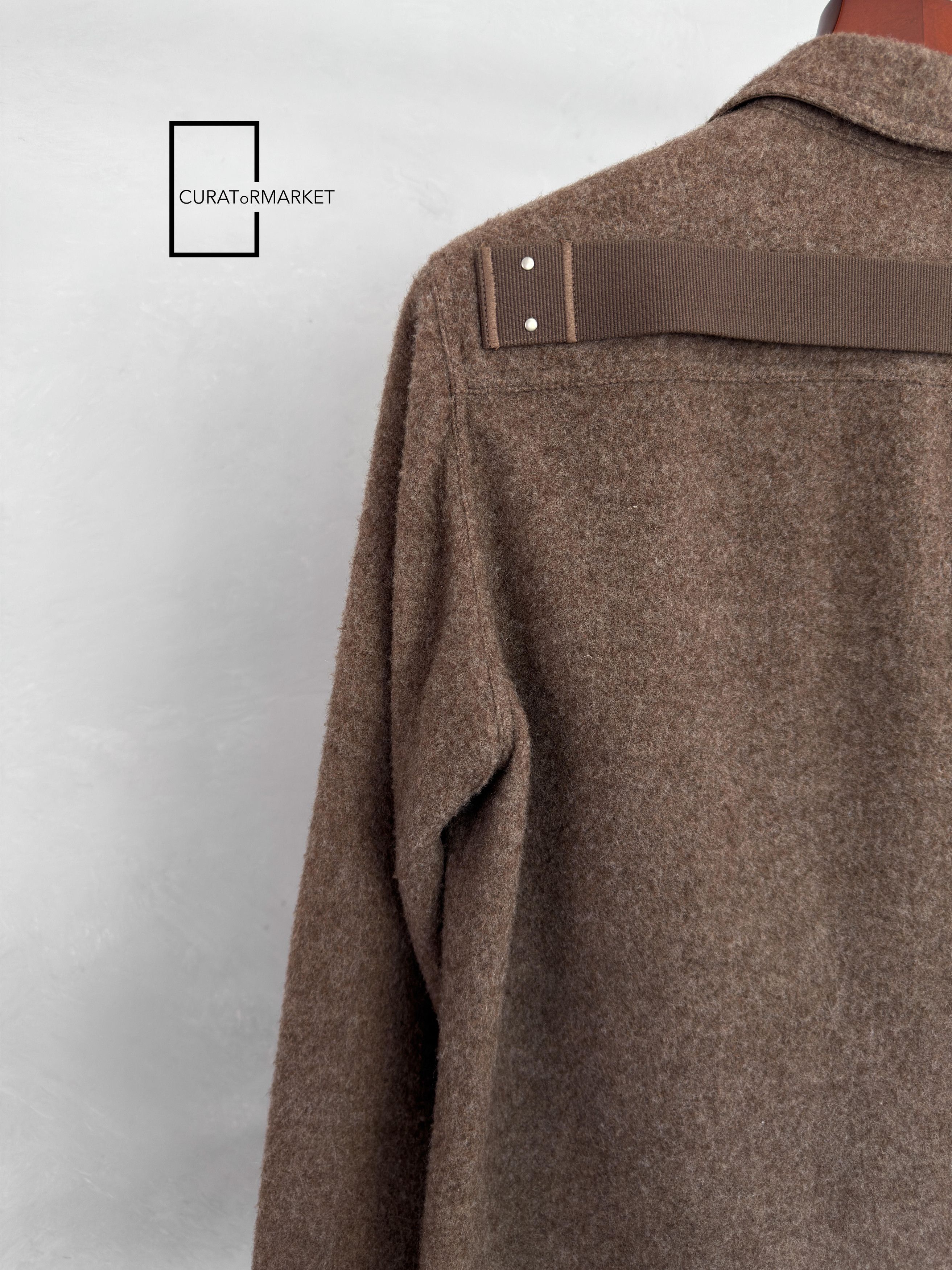 Rick Owens EU46 Lodenette Felt Wool Outershirt Fawn FW24 Porterville Size US S / EU 44-46 / 1 - 5 Thumbnail