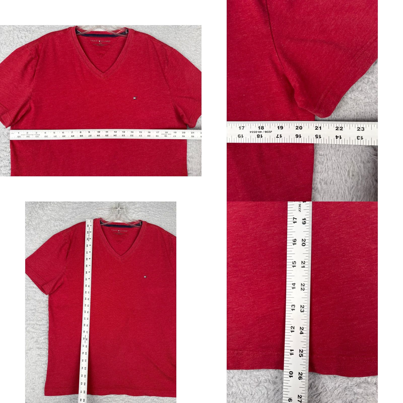 Tommy Hilfiger Tommy Hilfiger Shirt Adult Large Red Short Sleeve V-Neck 100% Cotton Embroidered Logo Men's T‑Shirt Size US L / EU 52-54 / 3 - 8 Thumbnail