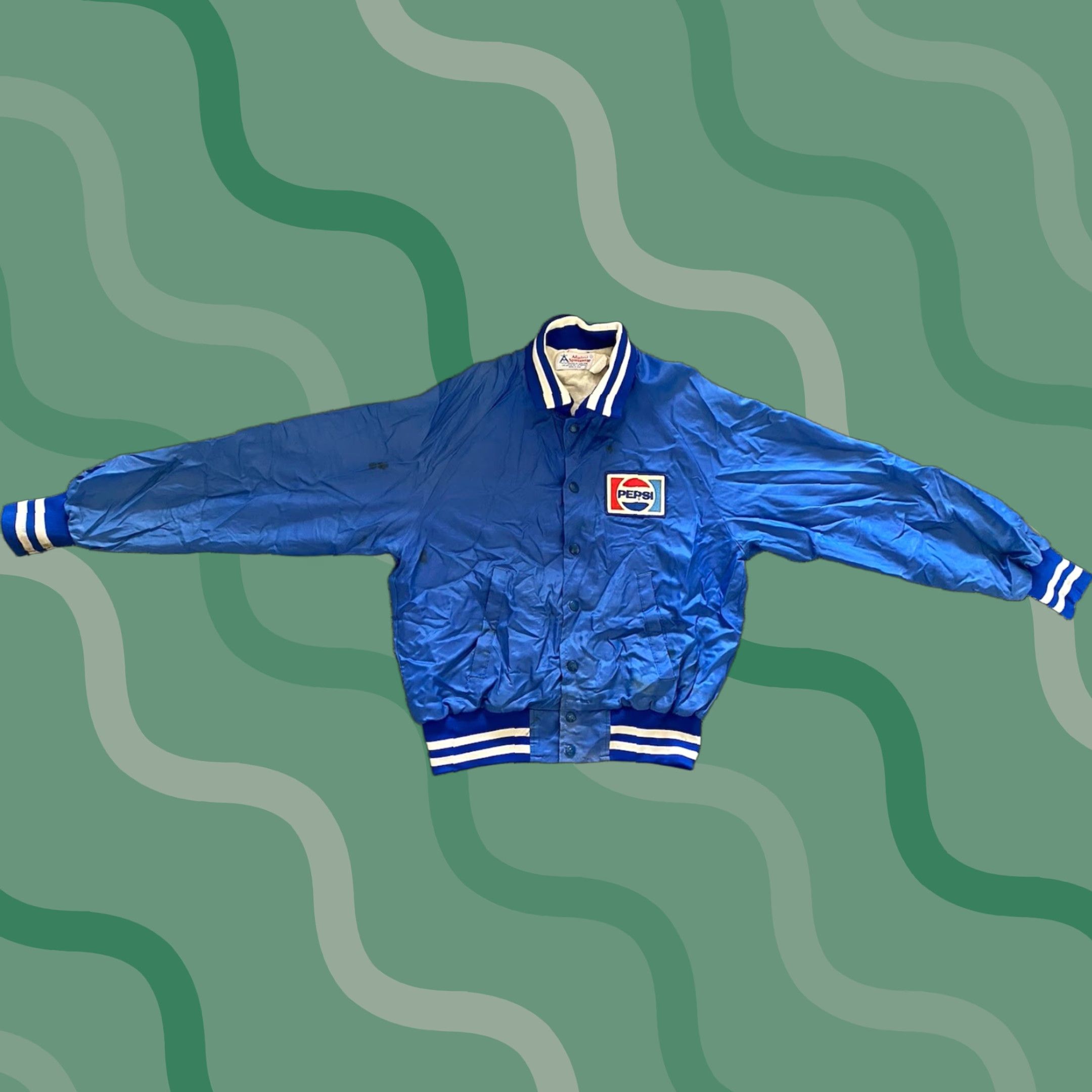 Vintage VINTAGE Admiral Sportswear Jacket Men’s M Blue Pepsi Logo Patch USA 80s 90s Jacket Mens Regular Snap Size US M / EU 48-50 / 2 - 1 Thumbnail