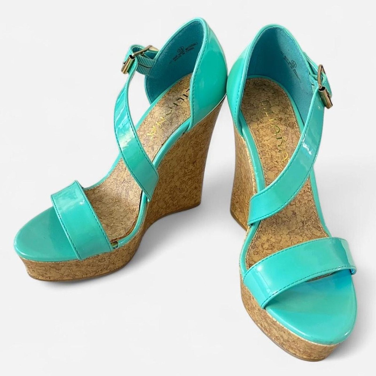 Other #y2kwedge #retroshoes #summerplatforms #turquoisesandals Size US 5.5 / IT 35.5 - 1 Thumbnail