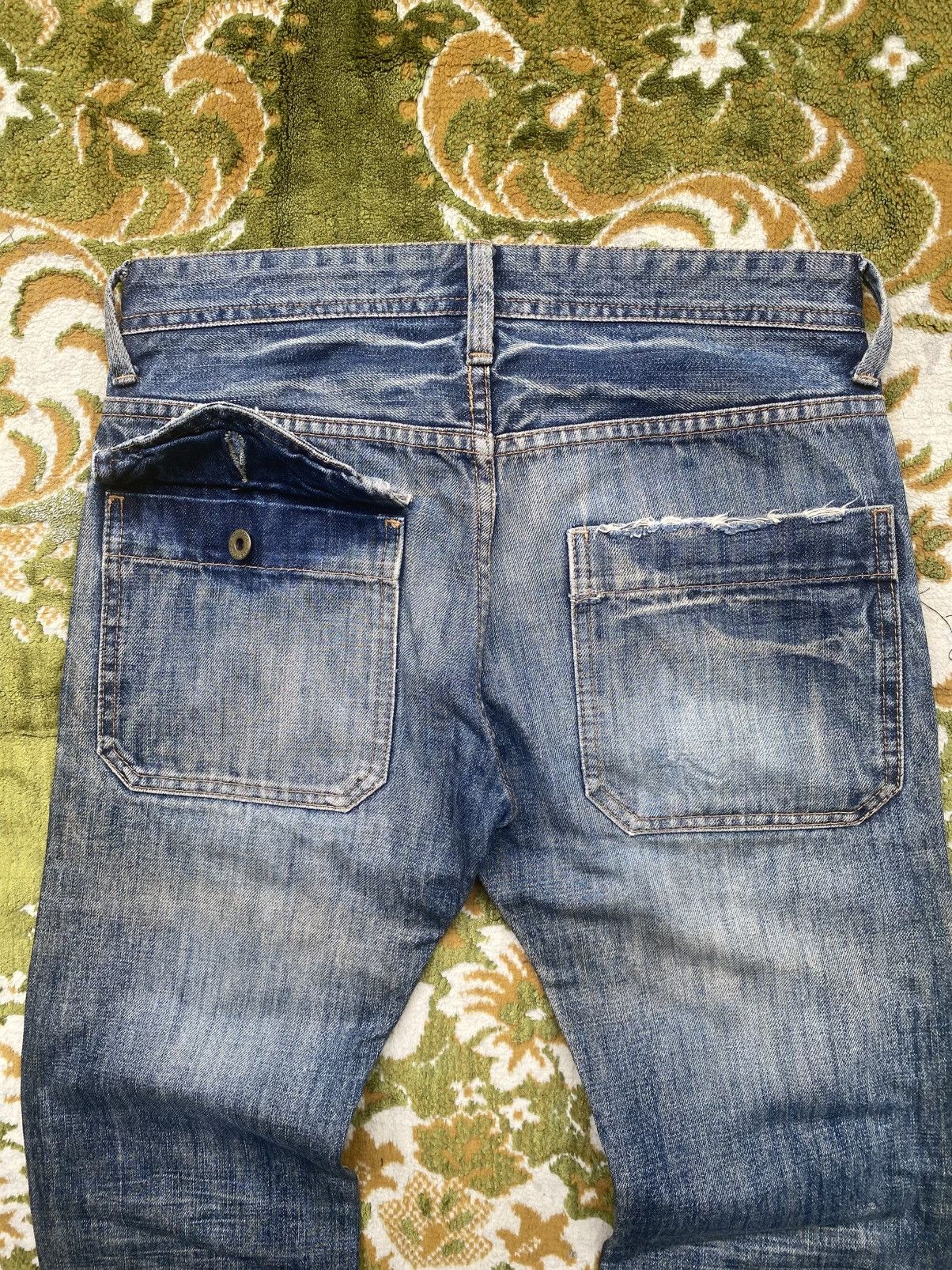 Japanese Brand 2000s R.Newbold Distressed Blue Denim Pants | Vkei Style Size US 31 - 7 Thumbnail