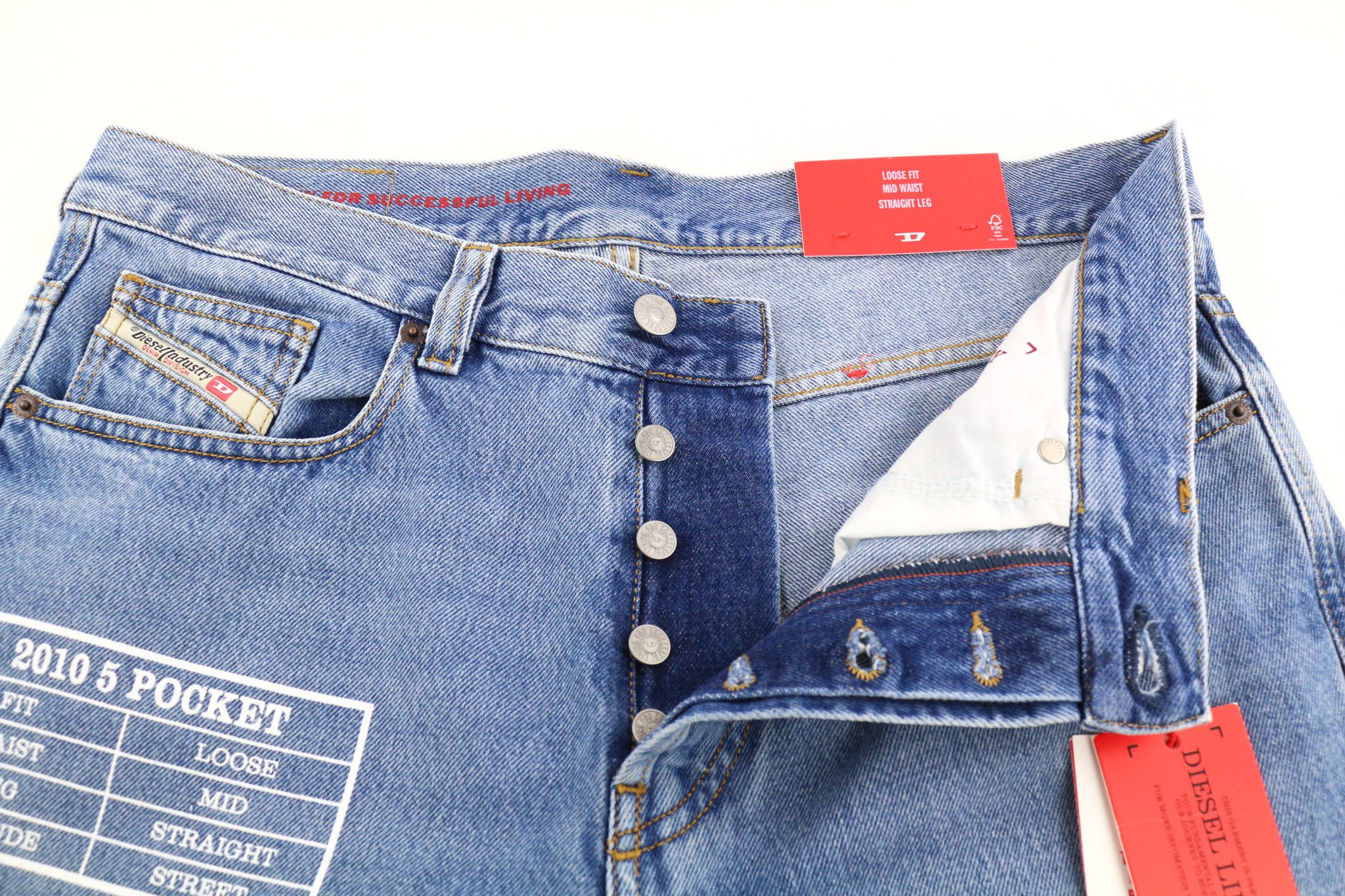 2010 9C16S W32/L32 Loose Fit Straight Button Jeans 40152
