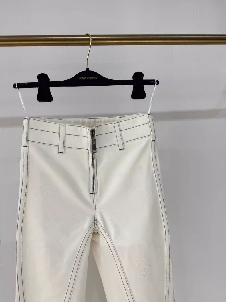 Louis Vuitton LV White Denim Pants with Contrast Stitching-2506 Size 33" - 3 Thumbnail