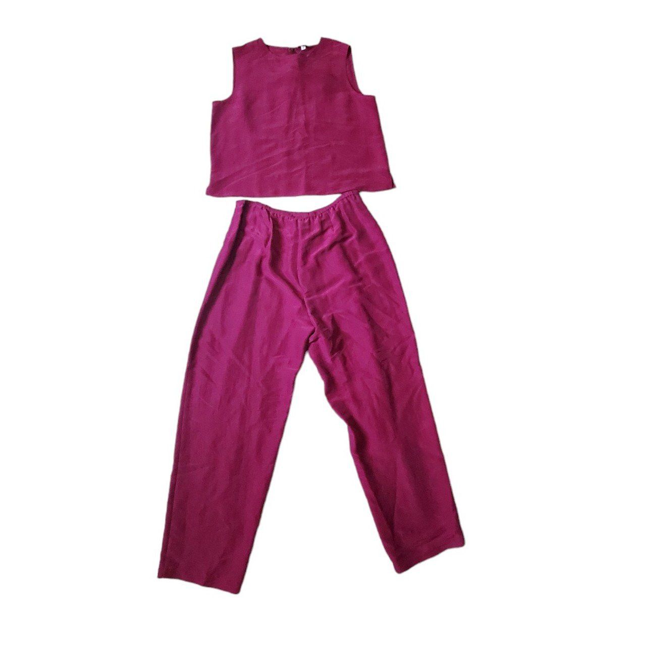 image of Eileen Fisher Vintage Magenta Sandwashed Slub Silk Dupioni in Pink, Women's (Size 31)