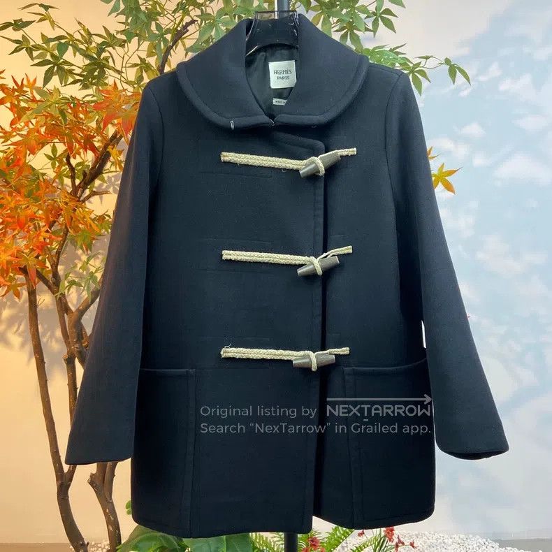 Hermes Horn Button Woolen Overcoat