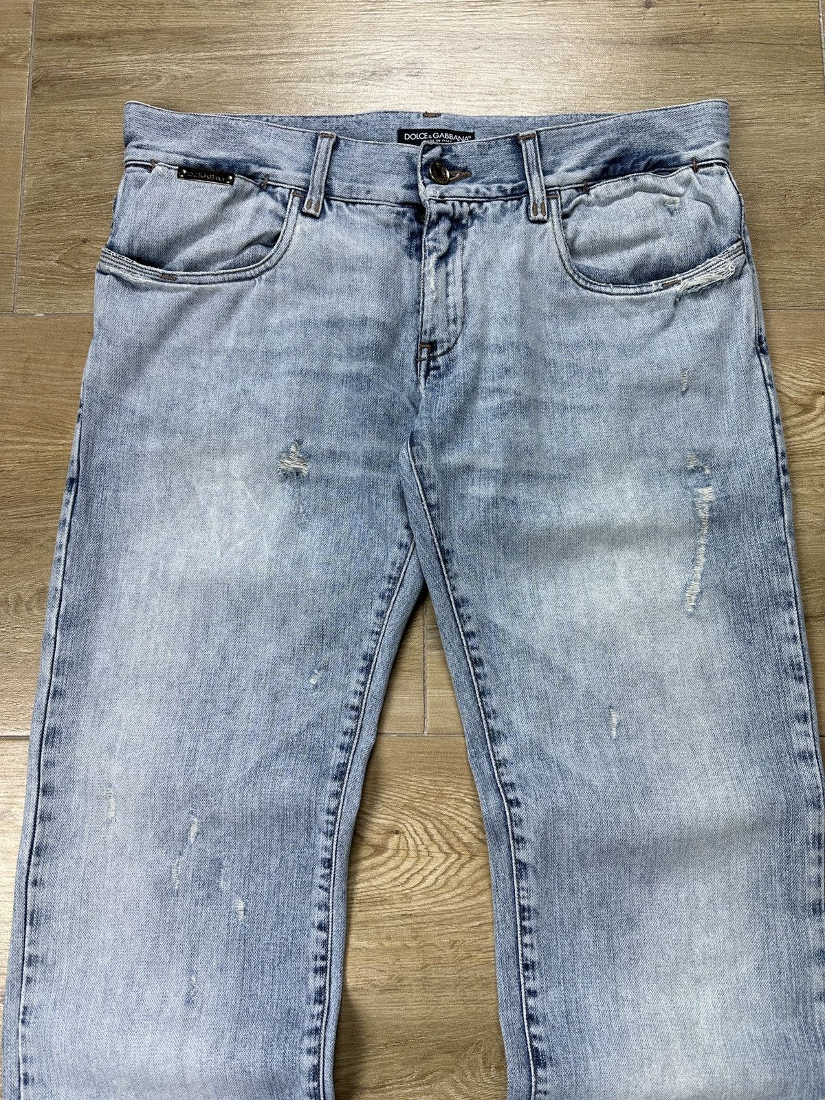 Dolce & Gabbana × Vintage Vintage Dolce&Gabbana Low Waist Distressed Blue Denim Jeans Size US 34 / EU 50 - 2 Thumbnail