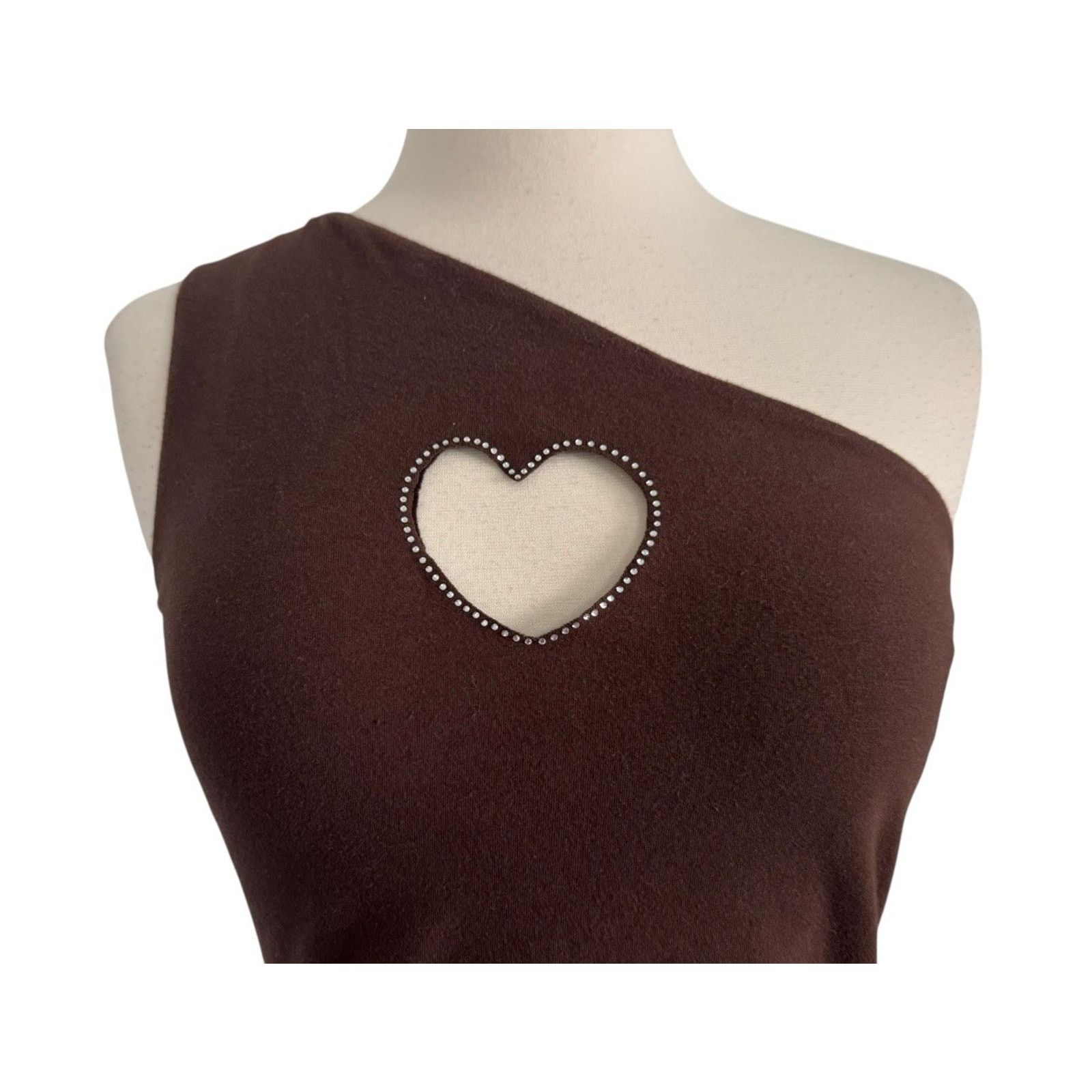 Hollister Y2K HOLLISTER Heart Rhinestone Cut Out One Shoulder Tank Top Size S / US 4 / IT 40 - 3 Thumbnail