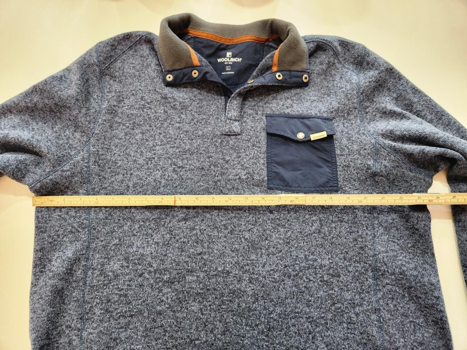 Woolrich Woolen Mills Woolrich Men's Grey Pullover Fleece with Buttoned Chest Pock Size US L / EU 52-54 / 3 - 3 Thumbnail