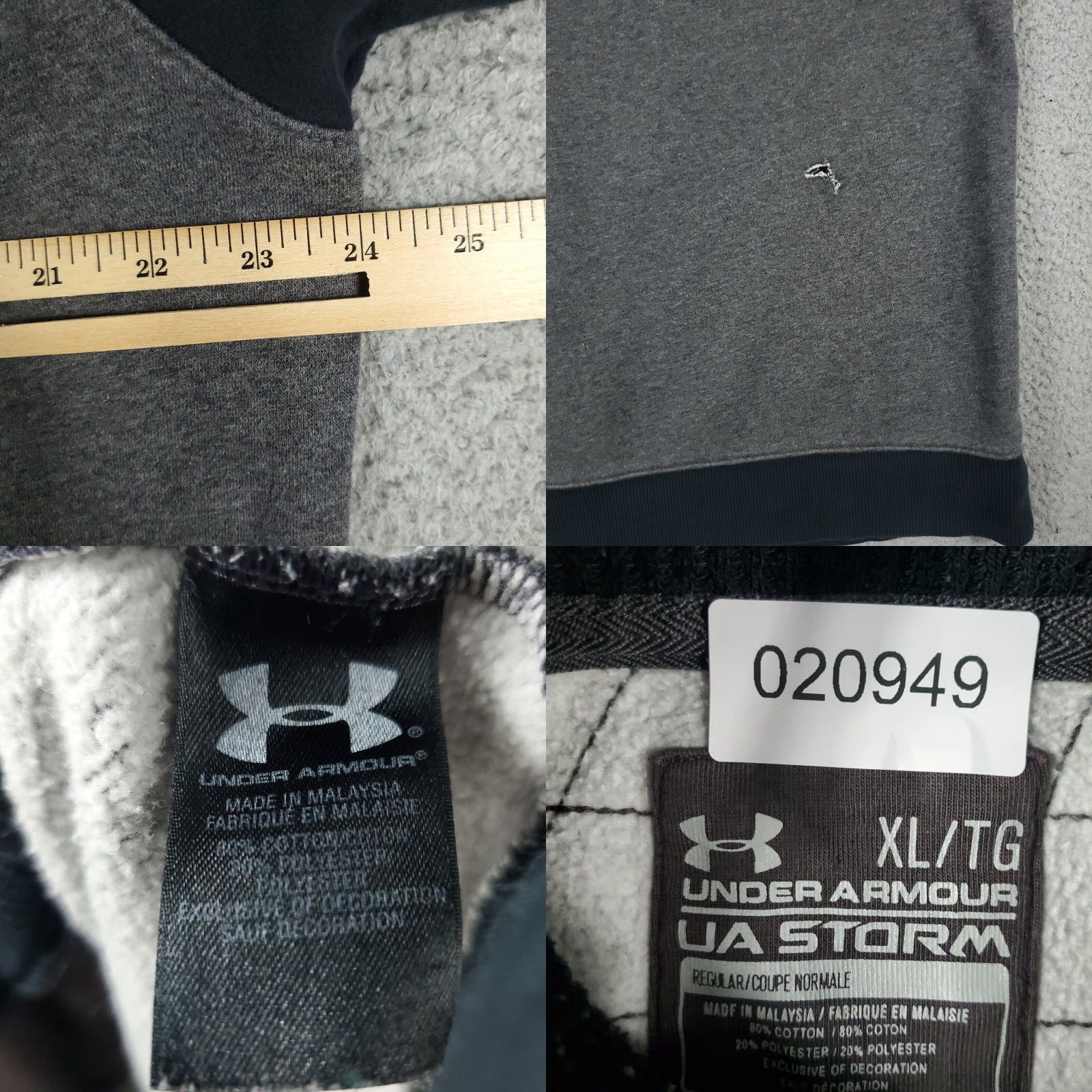 Johnston & Murphy Under Armour Mens XL Gray Full Zip Up Sweater Fleece Casual Business Wear * Size US XL / EU 56 / 4 - 8 Thumbnail