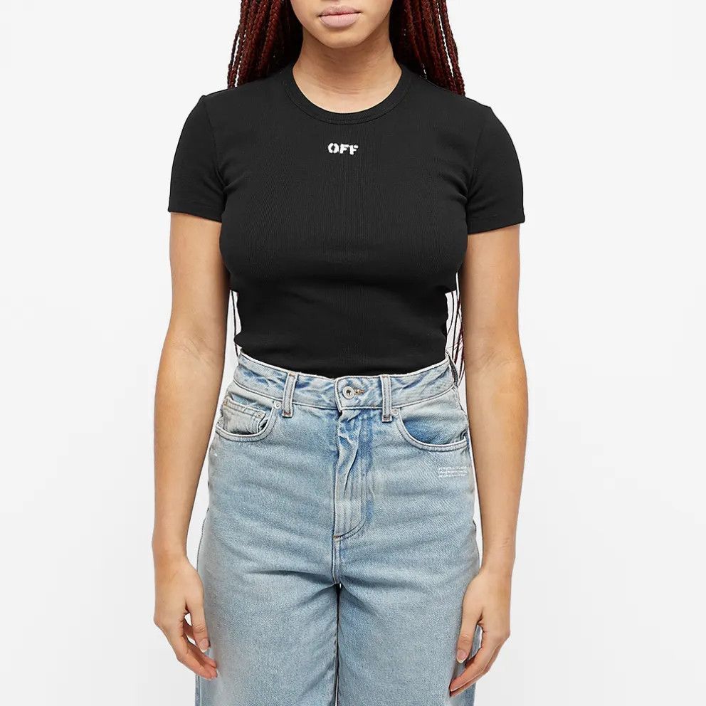 Off-White o1mle0425 Off Stamp Rib Basic T-Shirt in Black Size XL / US 12-14 / IT 48-50 - 3 Thumbnail