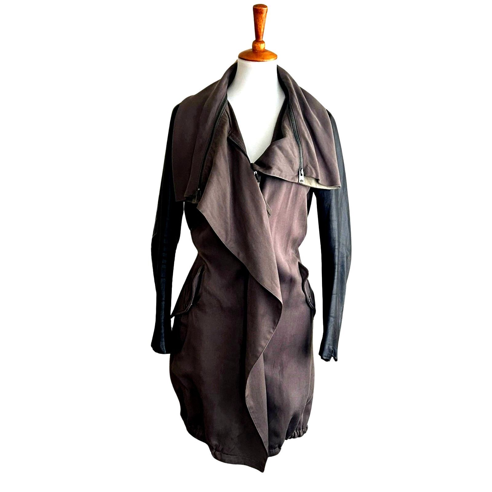 Allsaints AllSaints Luna Parka Coat w/ Lamb Leather Sleeves Sz 6 Size M / US 6-8 / IT 42-44 - 1 Thumbnail