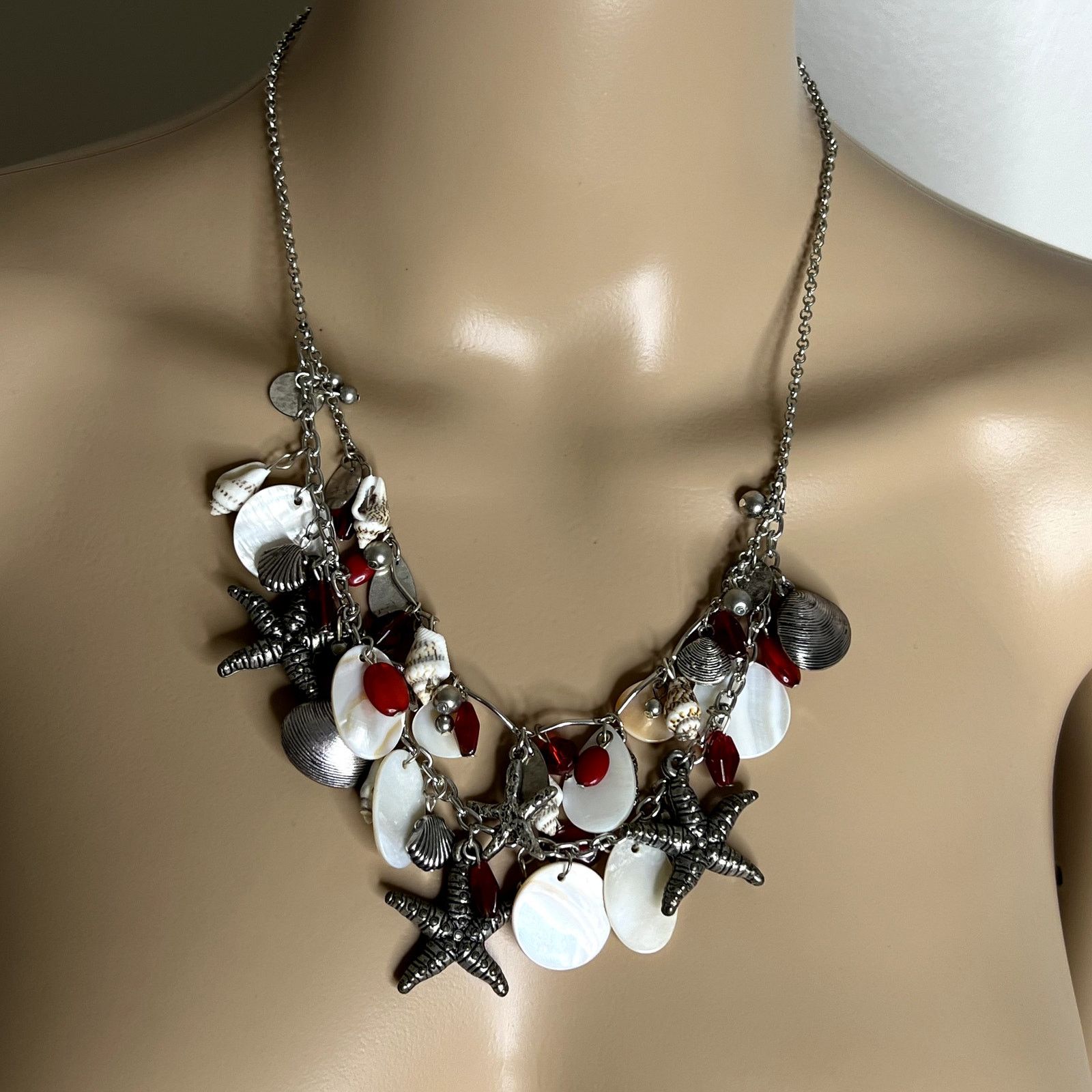 Other Beach Themed Silver Charm Statement Necklace Size ONE SIZE - 1 Thumbnail