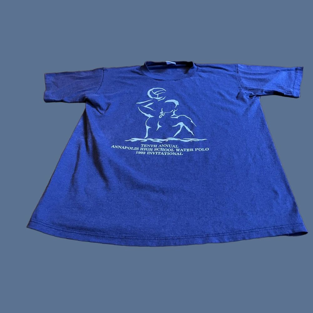 Jerzees VINTAGE Annapolis High School Water Polo 1992 Shirt Men’s L Blue Single Stitch Jerzees T-Shirt Crew Neck Short Sleeve Graphic Print 90s Sports Size US L / EU 52-54 / 3 - 1 Thumbnail